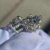 Round Cut 2.0ct Double Under Halo Diamond Stud Earrings