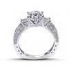 Oval Cut Engagement Ring with Two Princess Sidestones