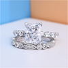 Radiant Cut Sterling Silver Wedding Bridal Set For Her