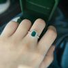 Emerald Green Halo Sterling Silver Engagement Ring