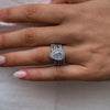 3PCS Classic Halo Pear Cut Wedding Bridal Set with X Criss Cross Band