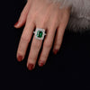 Vintage Emerald Cut Engagement Ring In Sterling Silver