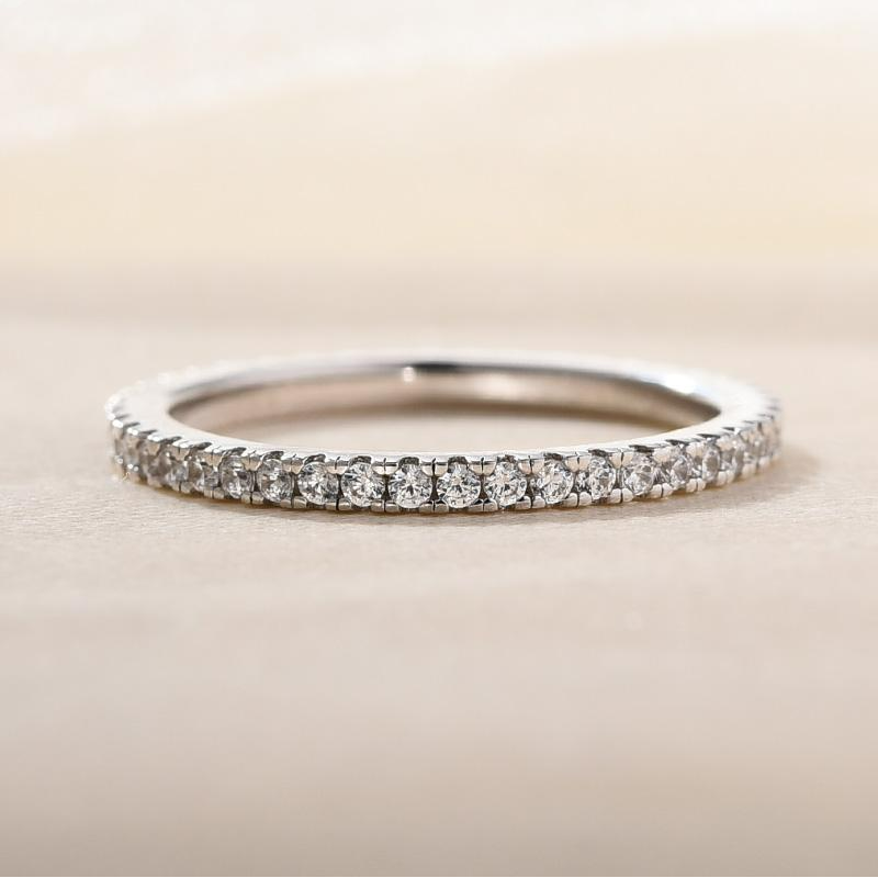 Four Row Full Eternity Stackable Wedding Band In Sterling Silver