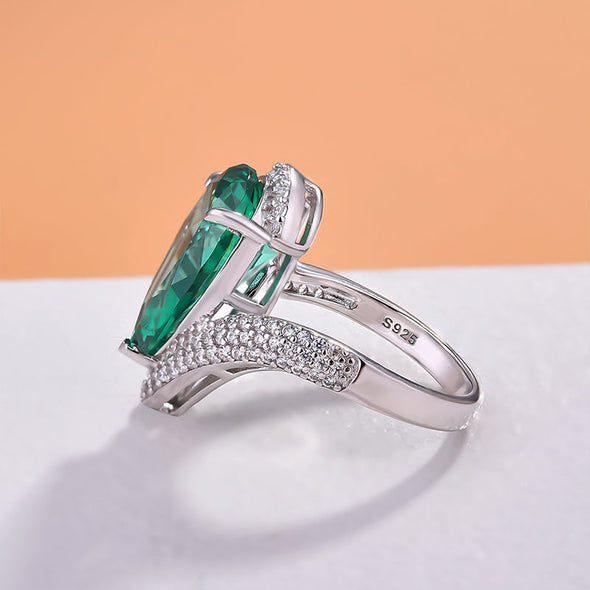 Paraiba Tourmaline Pear Cut Twisted Band Sterling Silver Engagement Ring