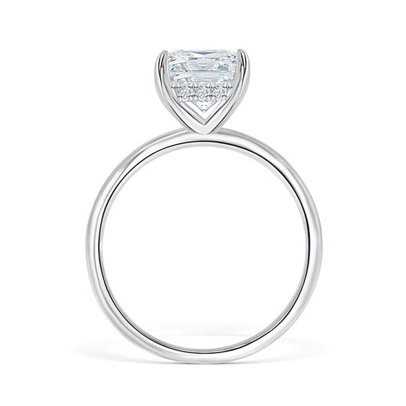 Classic Radiant Cut Sterling Silver Solitaire Engagement Ring