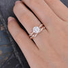 Rose Golden Twist Round Cut Wedding Set in Sterling Silver