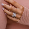 Stunning 3PCS Two Tone Cushion Cut Sterling Silver Wedding Band Set