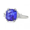 Cushion Cut Sapphire Blue Three-Stone Engagement Ring