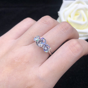 Round Cut Three Stone Engagement Ring