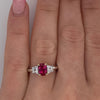 Ruby Cushion Cut Sterling Silver Engagement Ring