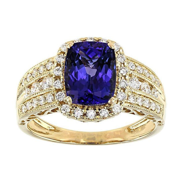 Vintage Cushion Cut Sapphire Engagement Ring