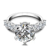 Round Cut 6 Prong Engagement Ring with Side Stone