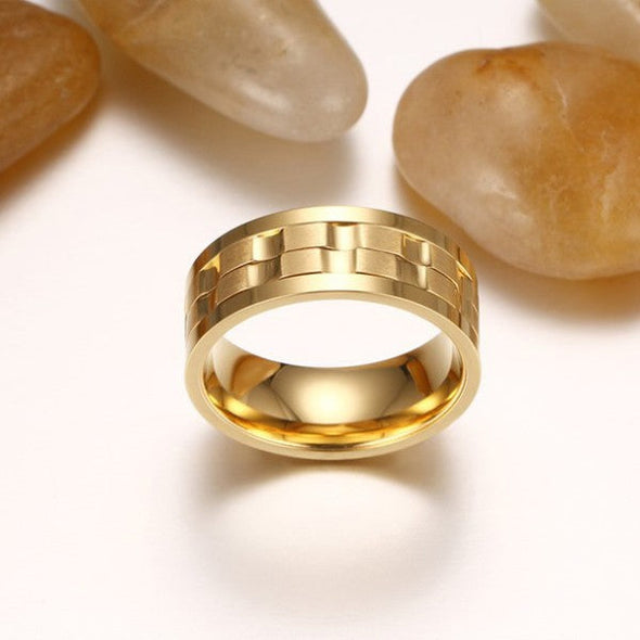 Simple Gold Color Titanium Wedding Band for Men