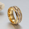 Round Cut White Sapphire Gold Titanium Wedding Band For Men