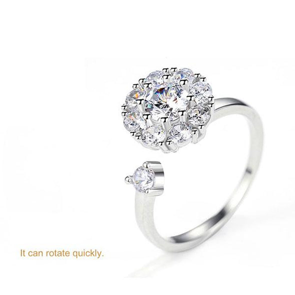 925 Sterling Silver Rotating Open Engagement Ring