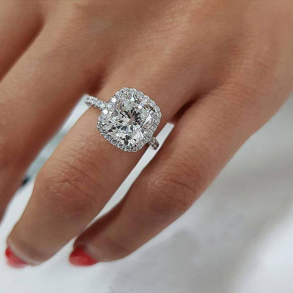 3.2 CT. Cushion Cut Halo Bridal Set