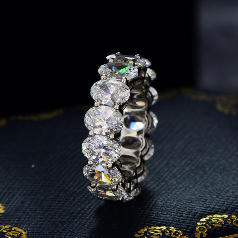 Dainty Eternity Oval Cut Sterling Silver Wedding Band