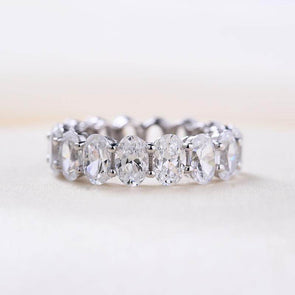 Dainty Eternity Oval Cut Sterling Silver Wedding Band