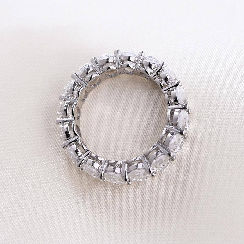 Dainty Eternity Oval Cut Sterling Silver Wedding Band