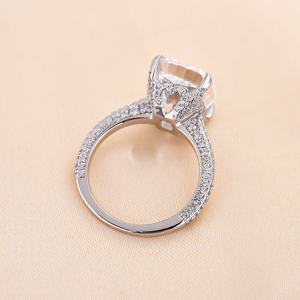 Elongated Cushion Cut Engagement Ring In Sterling Silver