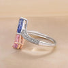 Vintage Pear Cut Blue & Pink Engagement Ring In Sterling Silver