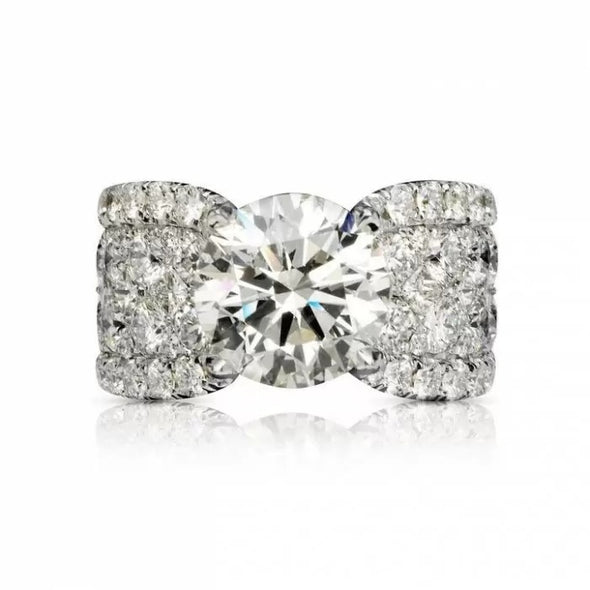 Beautiful Multi Row Round Cut Solitaire Engagement Ring in Sterling Silver