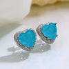 Heart Cut Simulated Paraiba Tourmaline Earrings in Sterling Silver