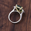 Vintage Emerald Green Three Stone Engagement Ring In Sterling Silver