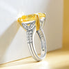 Retro Cushion Cut Yellow Engagement Ring In Sterling Silver