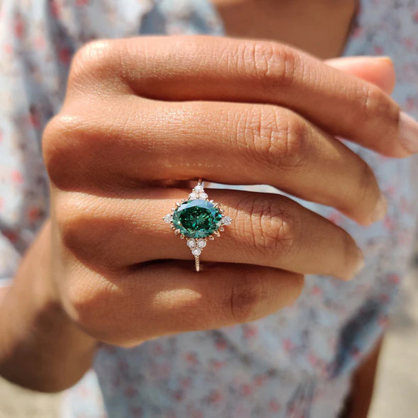 Vintage Paraiba Tourmaline Engagement Ring In Sterling Silver