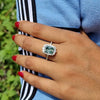 Gorgeous Cyan Blue Radiant Cut Sterling Silver Engagement Ring