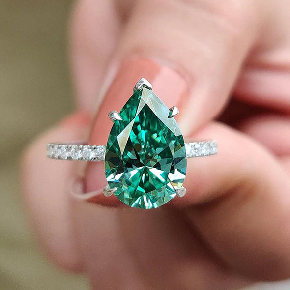 Luxury Pear Cut Paraiba Tourmaline Sterling Silver Engagement Ring