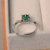 Emerald Green Sterling Silver Engagement Ring With Twist Band