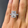 Gorgeous Emerald Cut Sterling Silver Engagement Ring