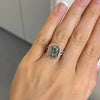 Vintage Cyan Blue Radiant Cut Halo Engagement Ring In Sterling Silver