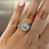 Stunning Round Cut Halo Insert Bridal Ring Set In Sterling Silver