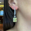 Radiant Cut Yellow Drop Earrings In Sterling Silver