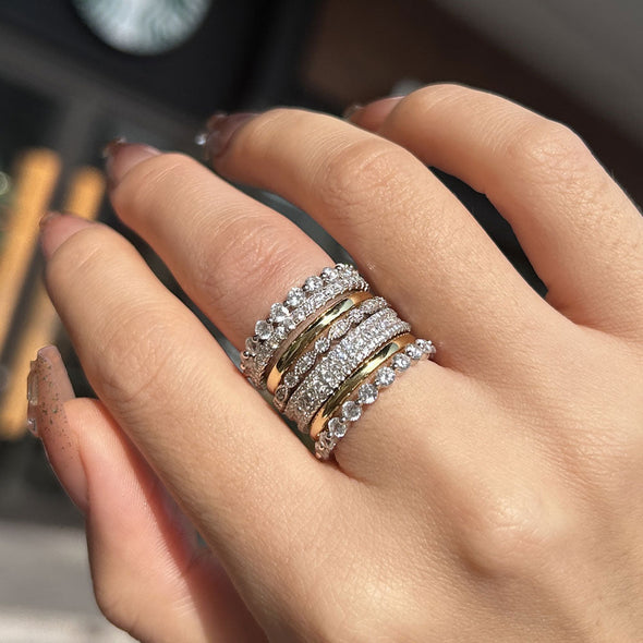 Stunning 6PCS Sterling Silver Wedding Band Set