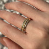 Simple 3PCS Yellow Gold Tone Wedding Band In Sterling Silver