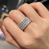 2PCS Luxury Wide Pave Design Women's Sterling Silver Wedding Band