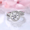 Stunning Round Cut Halo Insert Bridal Ring Set In Sterling Silver