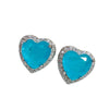 Heart Cut Simulated Paraiba Tourmaline Earrings in Sterling Silver