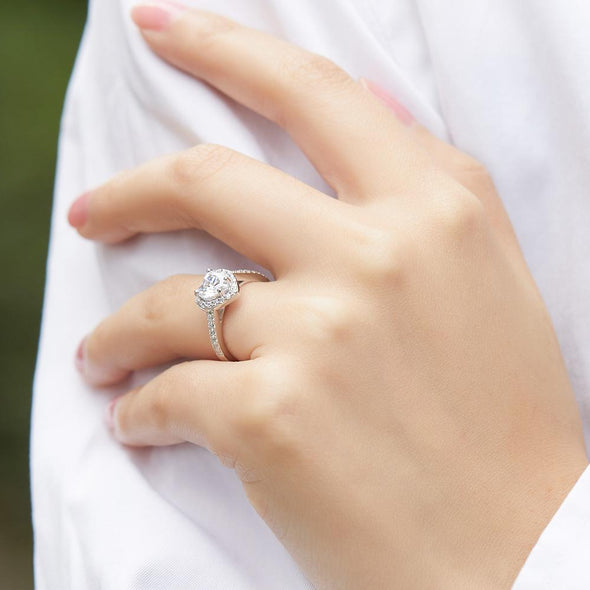 Heart Halo Engagement Ring