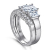 Radiant Cut Bridal Set in Sterling Silver