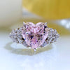 Exquisite 3 Prong Purple Heart Cut Engagement Ring In Sterling Silver