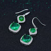 Vintage Emerald Green Cushion Cut Halo Drop Earrings