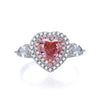 Pink Heart Double Halo Sterling Silver Engagement Ring