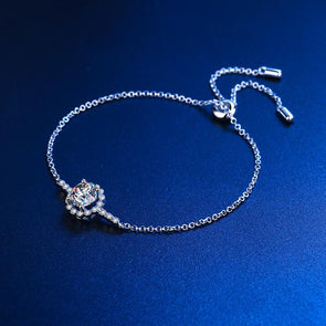 Halo 925 Sterling Silver Moissanite Stone Bracelet