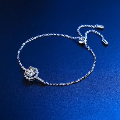 Halo 925 Sterling Silver Moissanite Stone Bracelet