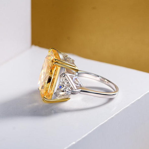 Vintage Emerald Cut Fancy Yellow Engagement Ring